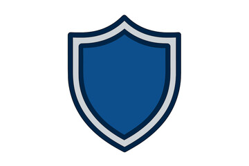 Blank blue heraldic shield emblem with white and dark blue outline