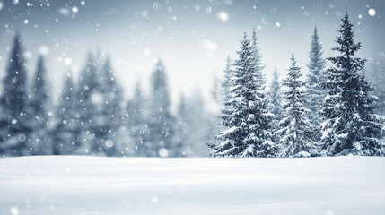 Obraz premium winter snow scene pine tree background