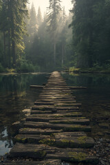foggy morning on the lake