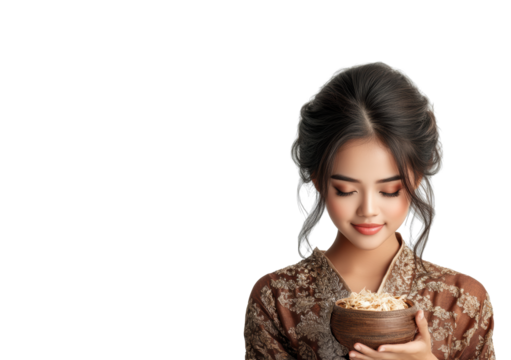 A traditional Thai woman in an elegant costume on Transparent Background - Powered by Adobe