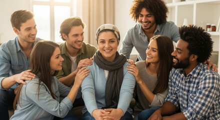 Obraz premium Diverse group of friends sharing a happy moment together
