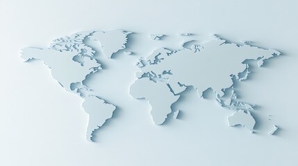 The design features an abstract world map with intricate details, showcasing global network connections, set against a bright white backdrop