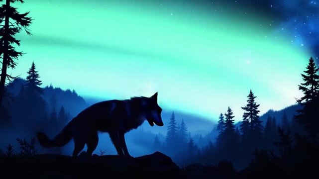 Wolfs Serenade - A Nighttime Howl Under the Starry Sky.