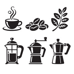 Vector art of collection of coffee icons for menu design