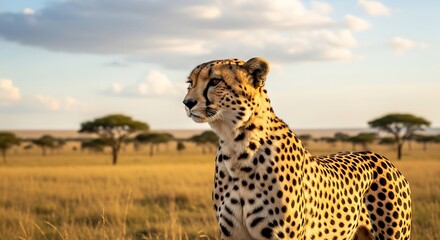 Cheetah in the African Savannah - A Portrait of Wildlife.