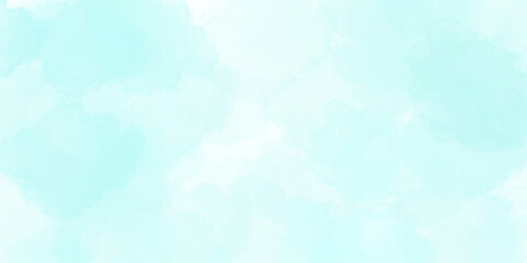 柔らかな水色の水彩で描かれた絵の具が滲む背景イラスト