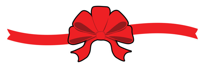 Elegant Red Gift Ribbon and Bow Decoration for Greeting Card or Template