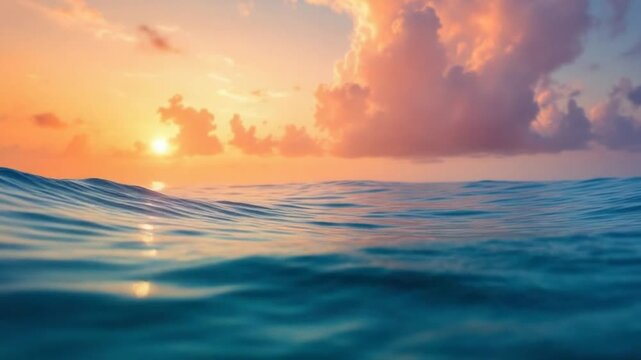 Ocean Wave at Sunset - A Serene Underwater View of Natures Beauty.