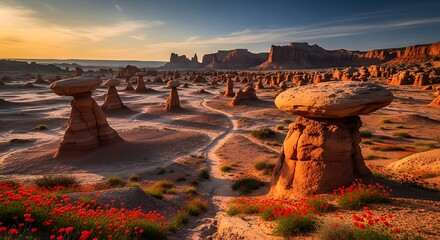 Goblin Valley State Park - A Surreal Landscape of Hoodoos at Sunset.