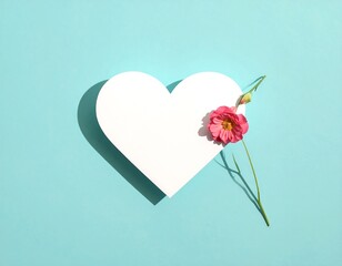 Heart Shaped Paper with Pink Flower.