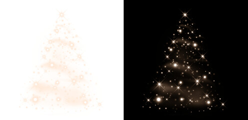 Glowing Christmas Tree Isolated. Glowing stars in the shape of a Christmas tree