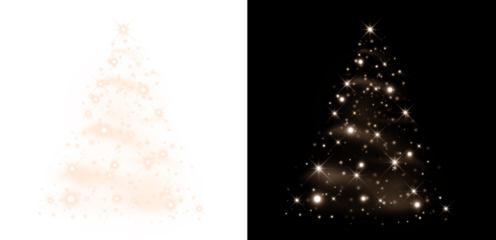 Glowing Christmas Tree Isolated. Glowing stars in the shape of a Christmas tree