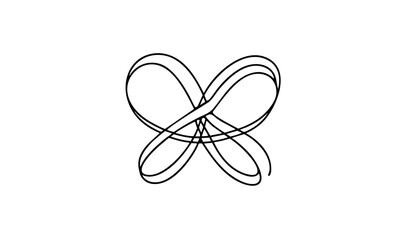 Fototapeta premium Single line drawing in modern minimalist style of traditional Chinese good luck knot on white background with copy space