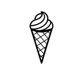 Ice cream cone vector illustration with soft swirl dessert perfect for caf&eacute; branding summer food packaging menu design frozen treat advertisement and sweet shop promotion
