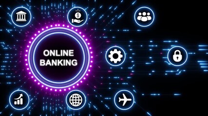 Online banking system with digital network and financial icons - Powered by Adobe