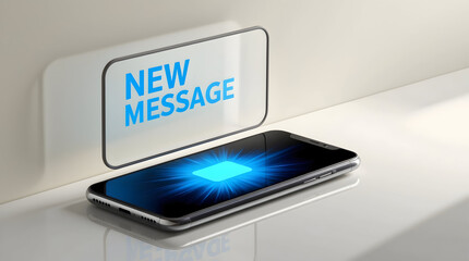 Modern Smartphone Displaying a New Message Notification