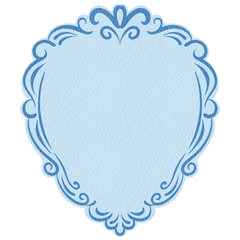 Fototapeta premium Elegant Decorative Heart Frame Vintage Ornate Blue Frame. Blue Border Vintage Frame.
