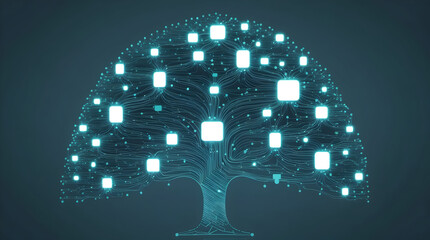 Futuristic Network Tree Illustrates Digital Connectivity