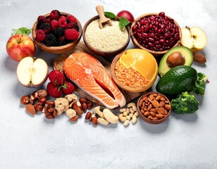 Balanced Diet Variety of Healthy Foods.