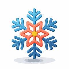 Cartoon snowflake illustration blue and orange winter weather icon on white