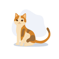 adorable cartoon cat featuring cute orange brown calico cat in minimalist flat style perfect for pet illustration and design projects