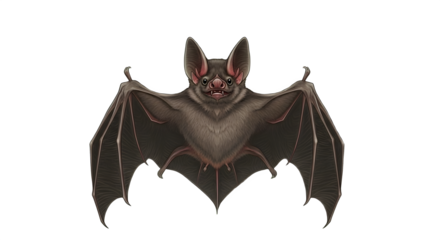An illustration portrays a bat with a gray fur body and outstretched wings, set against pale green.