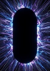 Abstract cosmic portal surrounded by vibrant energy streams artwork