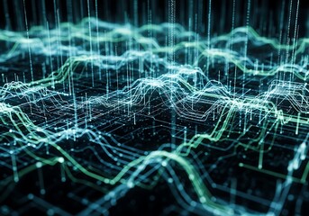 Abstract representation of artificial intelligence data and neural networks
