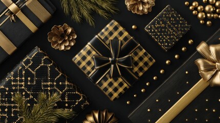 elegant black and gold christmas gifts