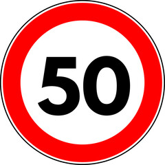 Speed Limit 50 kmh Traffic Sign Vector © Oualid