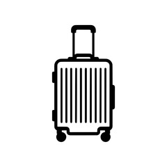 Vector art of minimalist outline of a rolling suitcase, travel baggage icon