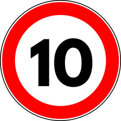 Speed Limit 10 kmh Traffic Sign Vector © Oualid