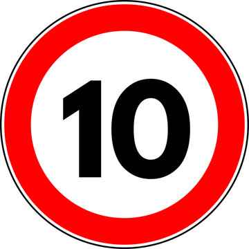 Speed Limit 10 kmh Traffic Sign Vector