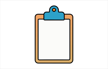 Blank paper sheet on a white background clipboard icon is a vector illustration for business office document or checklist note