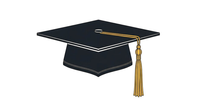 Illustration of a graduation cap with a tassel, isolated on white background, symbolizing academic achievement and commencement