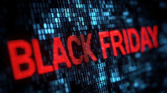 red black friday on binary code