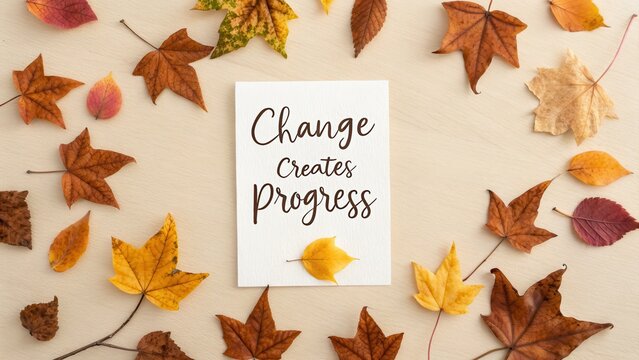 Autumnal Change: Motivational Message with Fall Leaves