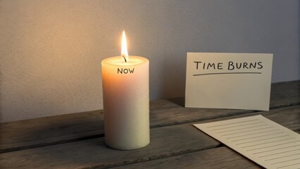 Fleeting Time: Candle Flame and Written Message