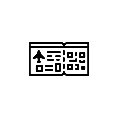 Abstract Outline Icon Representing Barcode and QR Code Data Matrix with Upward Arrow Indicating Information Flow on Transparent Background
