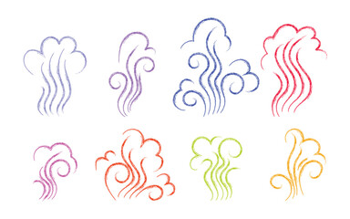 Rainbow floral line art, Colorful pastel flower set, Gradient contour petals