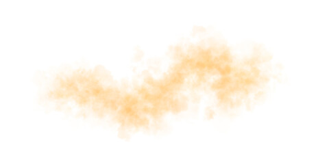 Orange smoke cloud on transparent background mockup template for overlay effects, atmospheric visuals or cinematic compositions