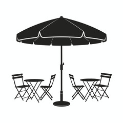Trendy Café Umbrella Vector Silhouette