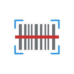 Barcode Scan With Red Line And Blue Target Frame Digital Technology Abstract Graphic Symbol