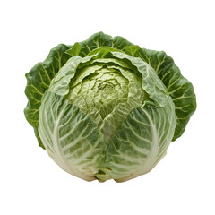Fototapeta premium Captivatingly isolated vibrant green cabbage with intricate leaf details on transparent setting