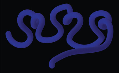 Vector art of abstract blue gradient fluid shape on black backdrop creates a visually striking and modern design element for various applications