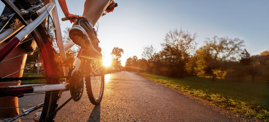 Riding Bicycle Outdoors Closeup Foot