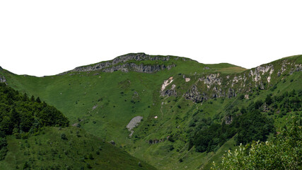 Mountain landscape with green grass. PNG