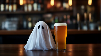 Festive Ghost and Brew: Celebrate spooky season at a cozy bar! Enjoy a cool pint with a ghostly companion.