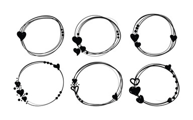 Circular ink stroke art, Abstract brush ring design, Minimal loop pattern set