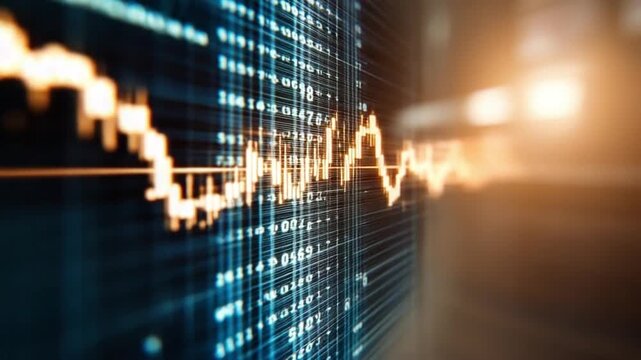 Stock Market Data Visualization: A vibrant and dynamic representation of stock market data, with a focus on real-time financial trends and analysis, bringing to life the ebb and flow of the market.